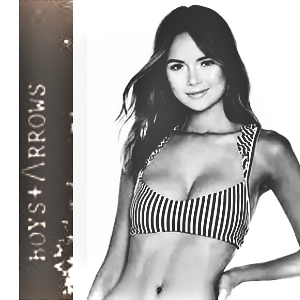 BOYS + ARROWS | M / L | Wilma The Wreck Ruffle Strappy Bikini Top Vintage Stripe